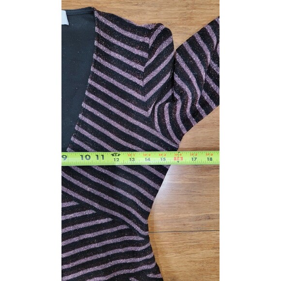 Fleur Du Mal Mitered Long Sleeve Body Midi Dress Striped Glitter Size Large - Picture 7 of 12
